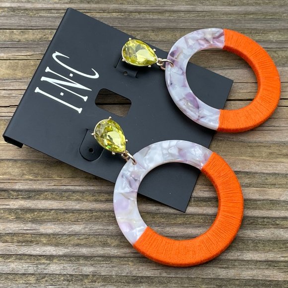 International Concept Earrings Hoops Resin & Wrap Multi Color Women Ear Jewelry - Picture 6 of 15